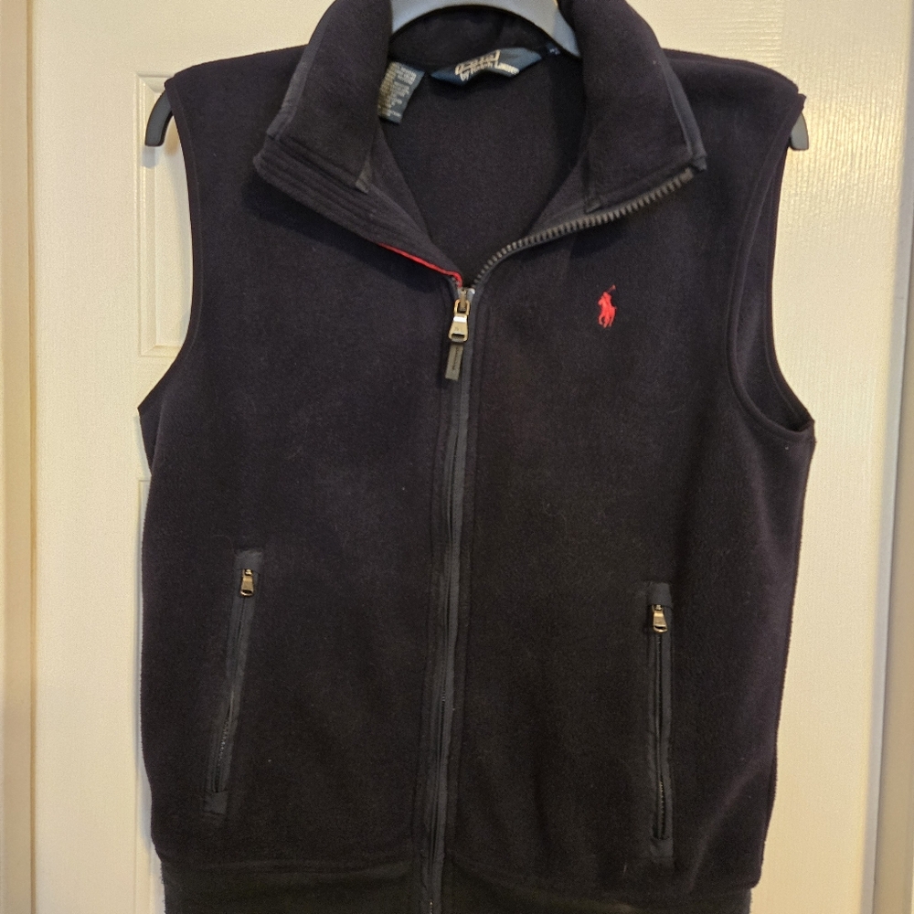 Men's Ralph Lauren Dark Blue Fleece Vest with Red Logo